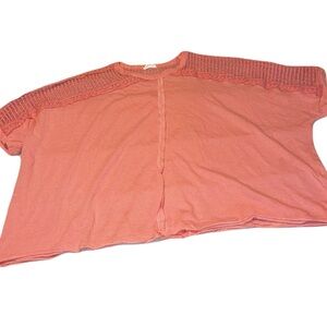 2/$35 Andree by Unit Oversized S Blouse Crop Embroidered Boxy Coastal Lagenlook